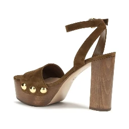 Brown Suede Leather Platform Sandals