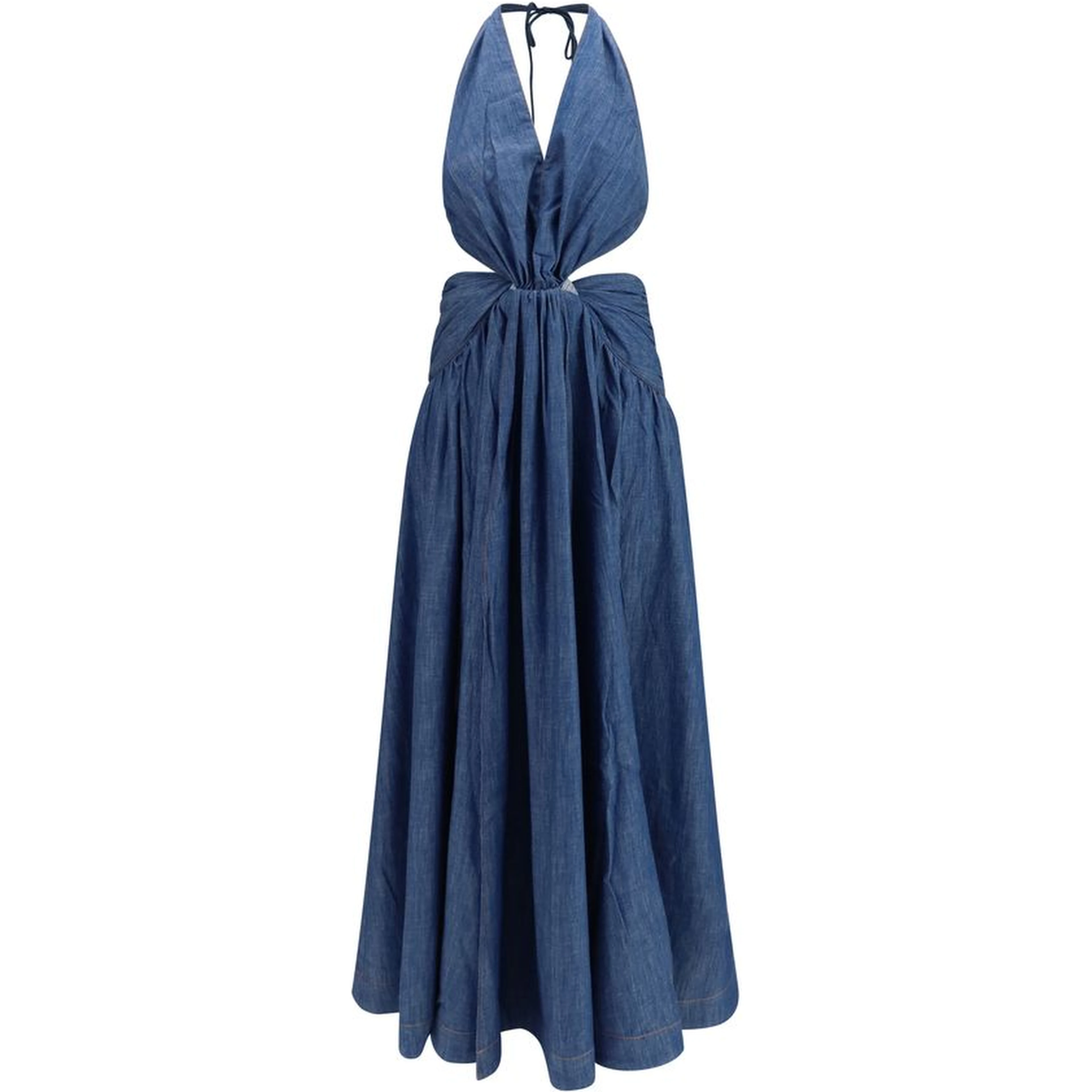Blue Cotton Casual Dress