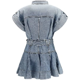 Blue Cotton Casual Dress