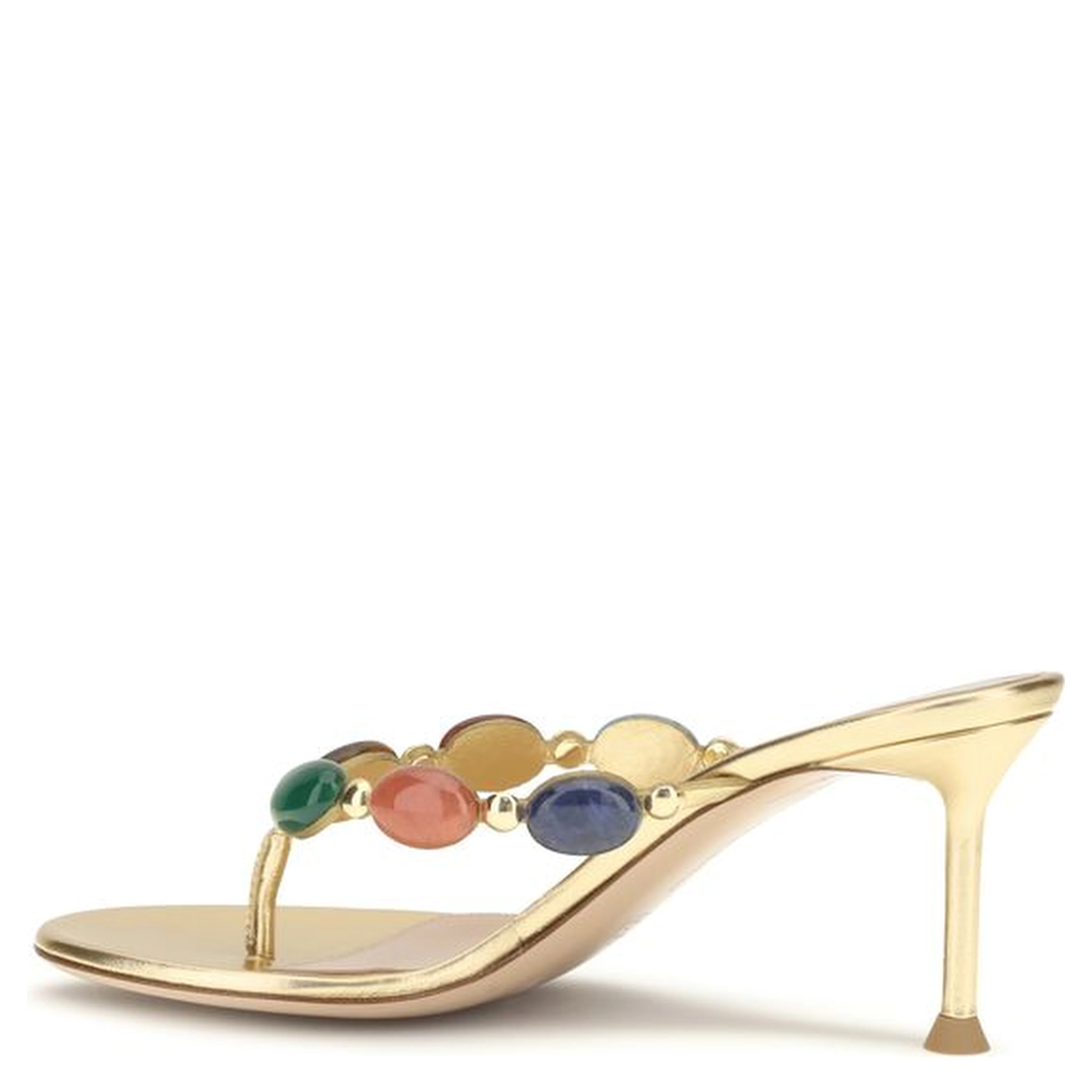 Gold Suede Leather Stiletto Heel Sandals