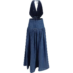 Blue Cotton Casual Dress
