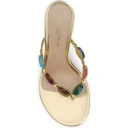 Gold Suede Leather Stiletto Heel Sandals