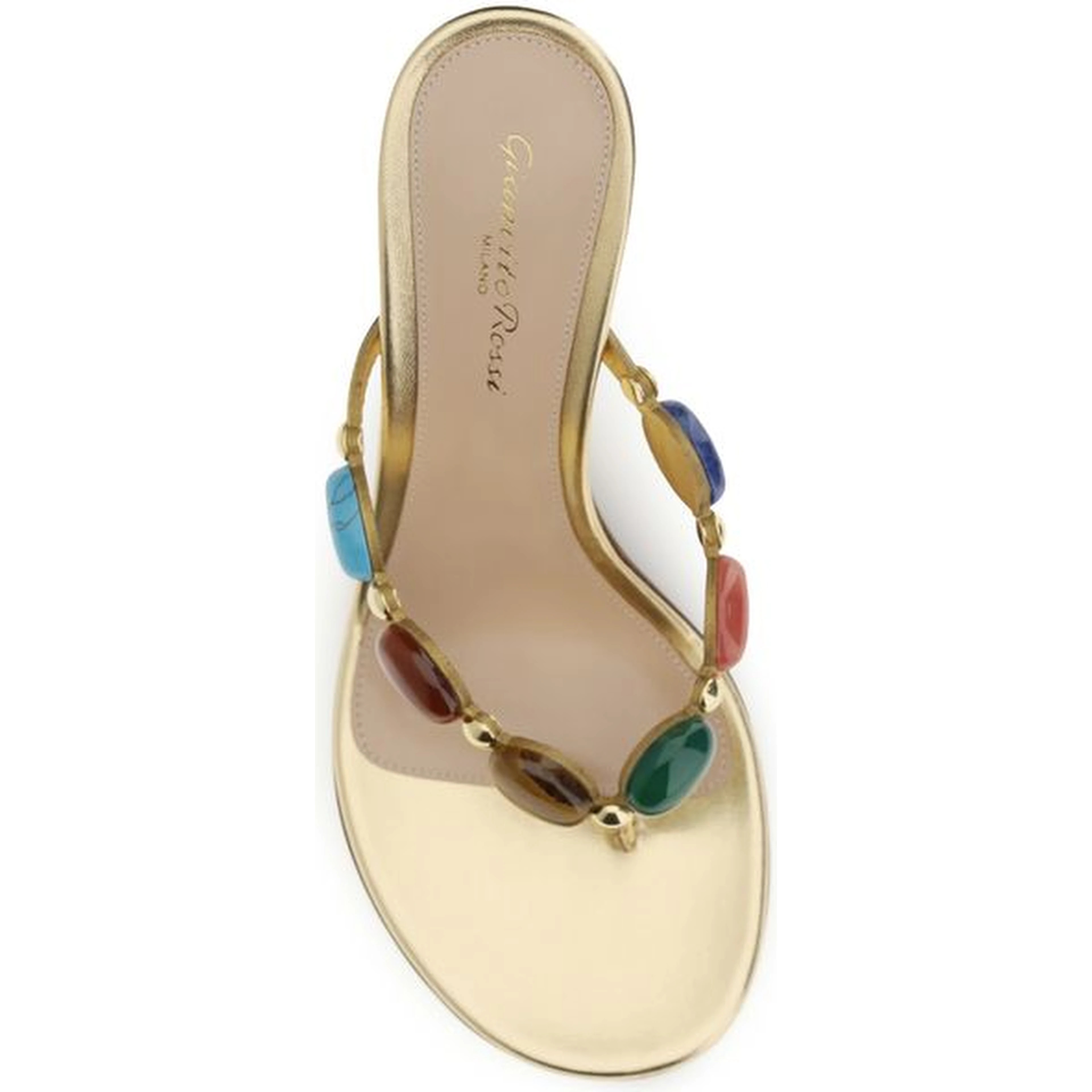 Gold Suede Leather Stiletto Heel Sandals