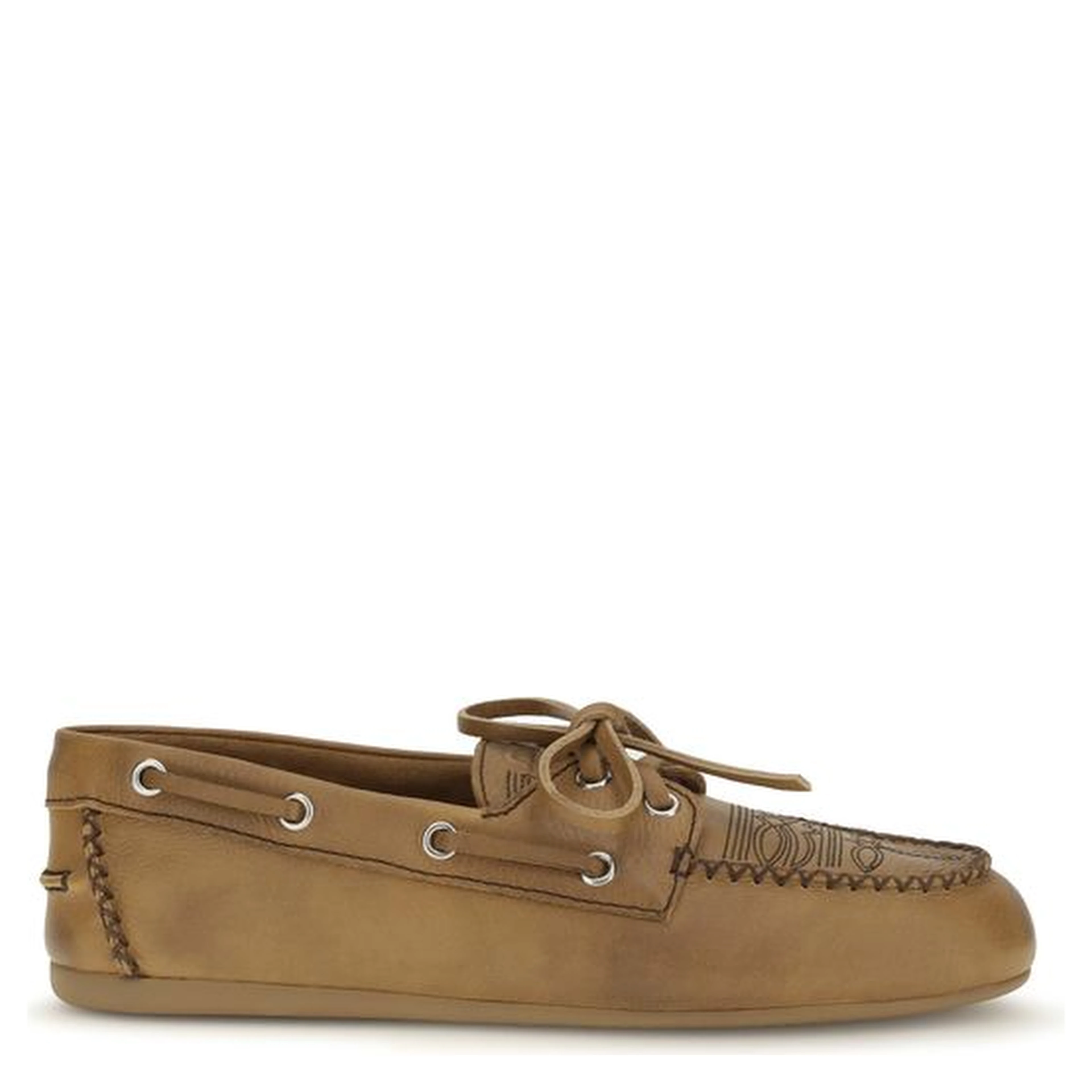 Beige Calf Leather Bos Taurus Slip-On Loafers