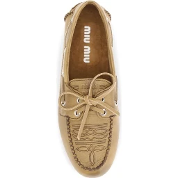 Beige Calf Leather Bos Taurus Slip-On Loafers