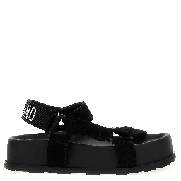 Black Calfskin Flat Sandals