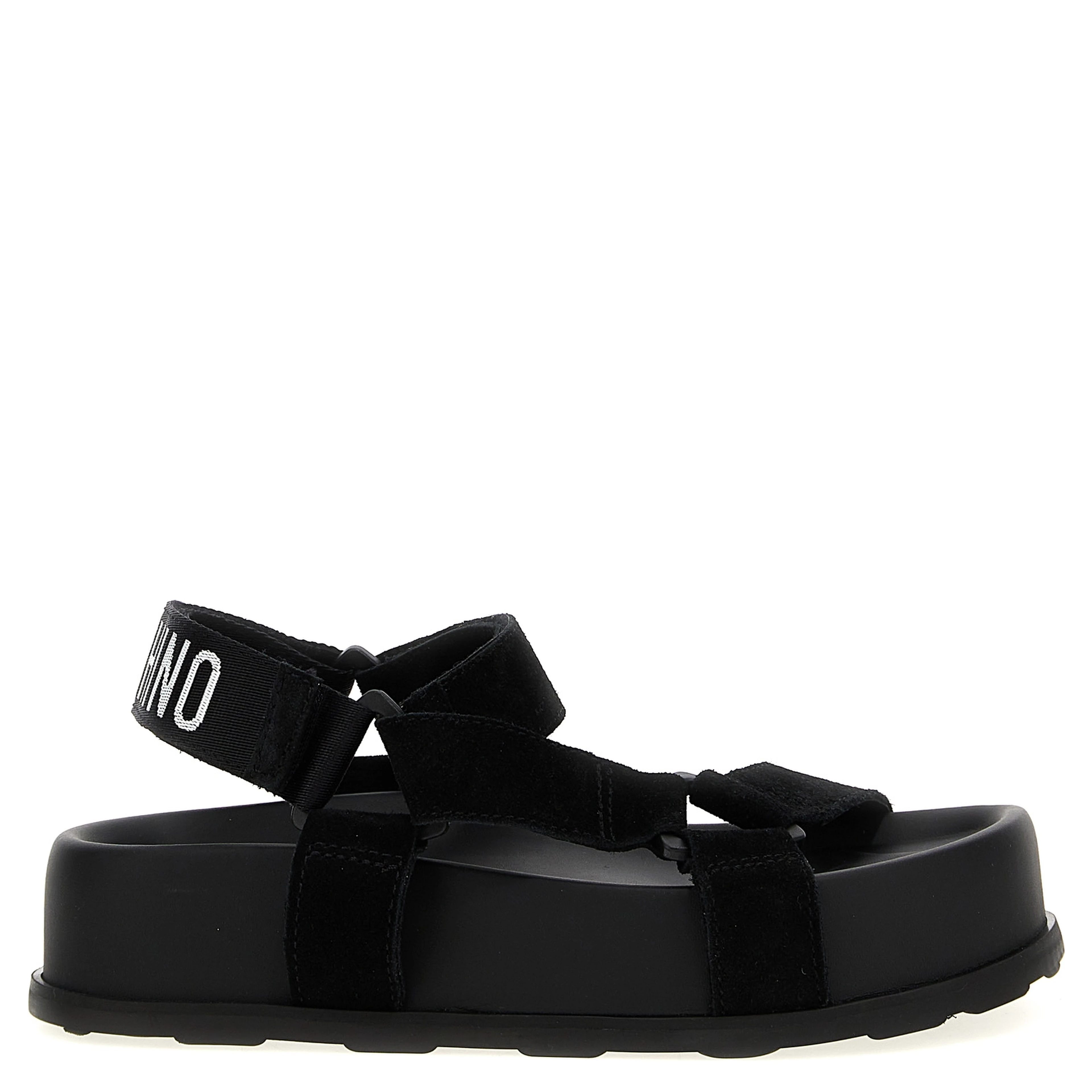 Black Calfskin Flat Sandals