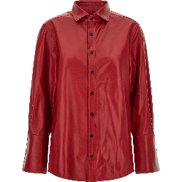 Red Lamb Leather Blouse