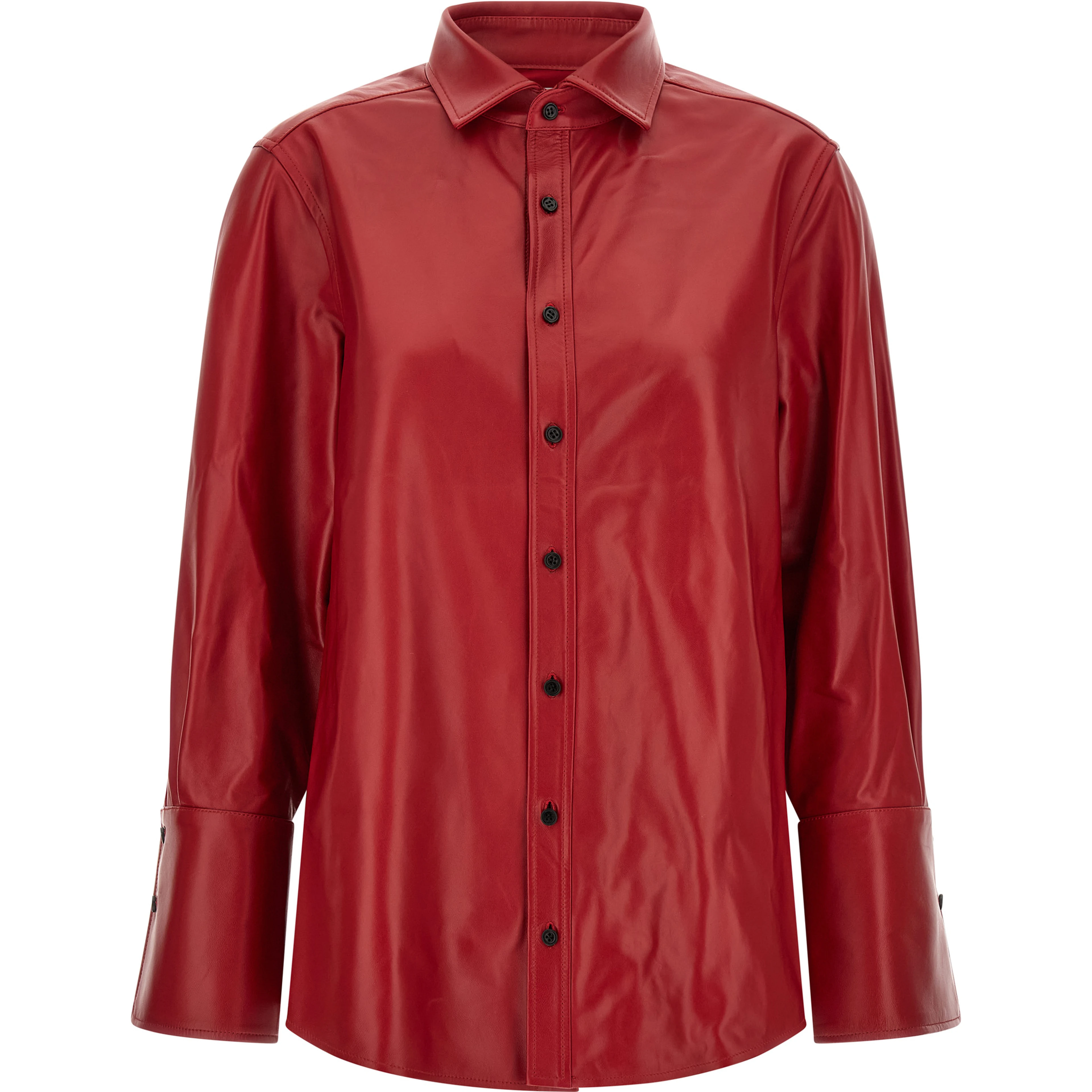 Red Lamb Leather Blouse