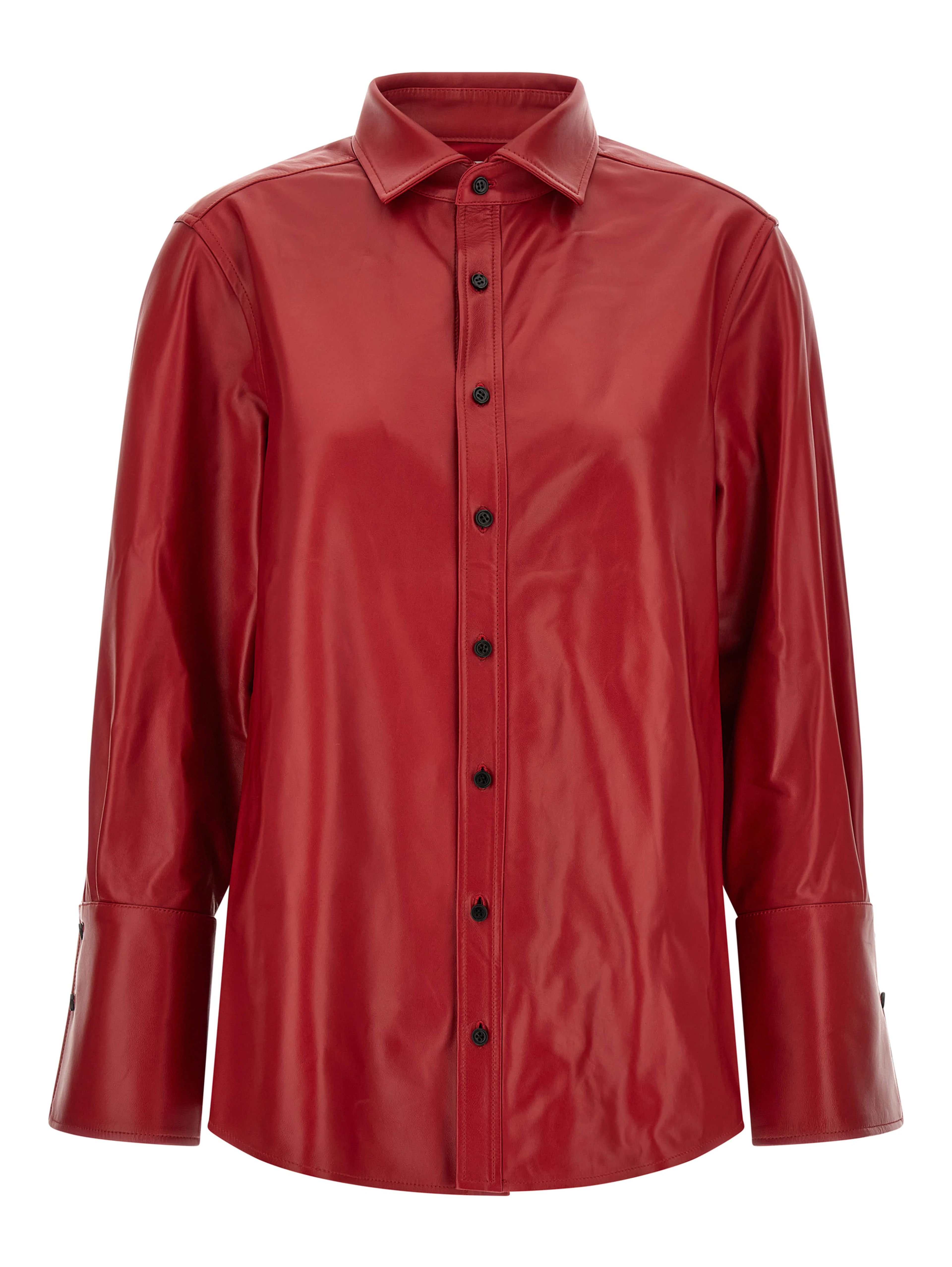 Red Lamb Leather Blouse
