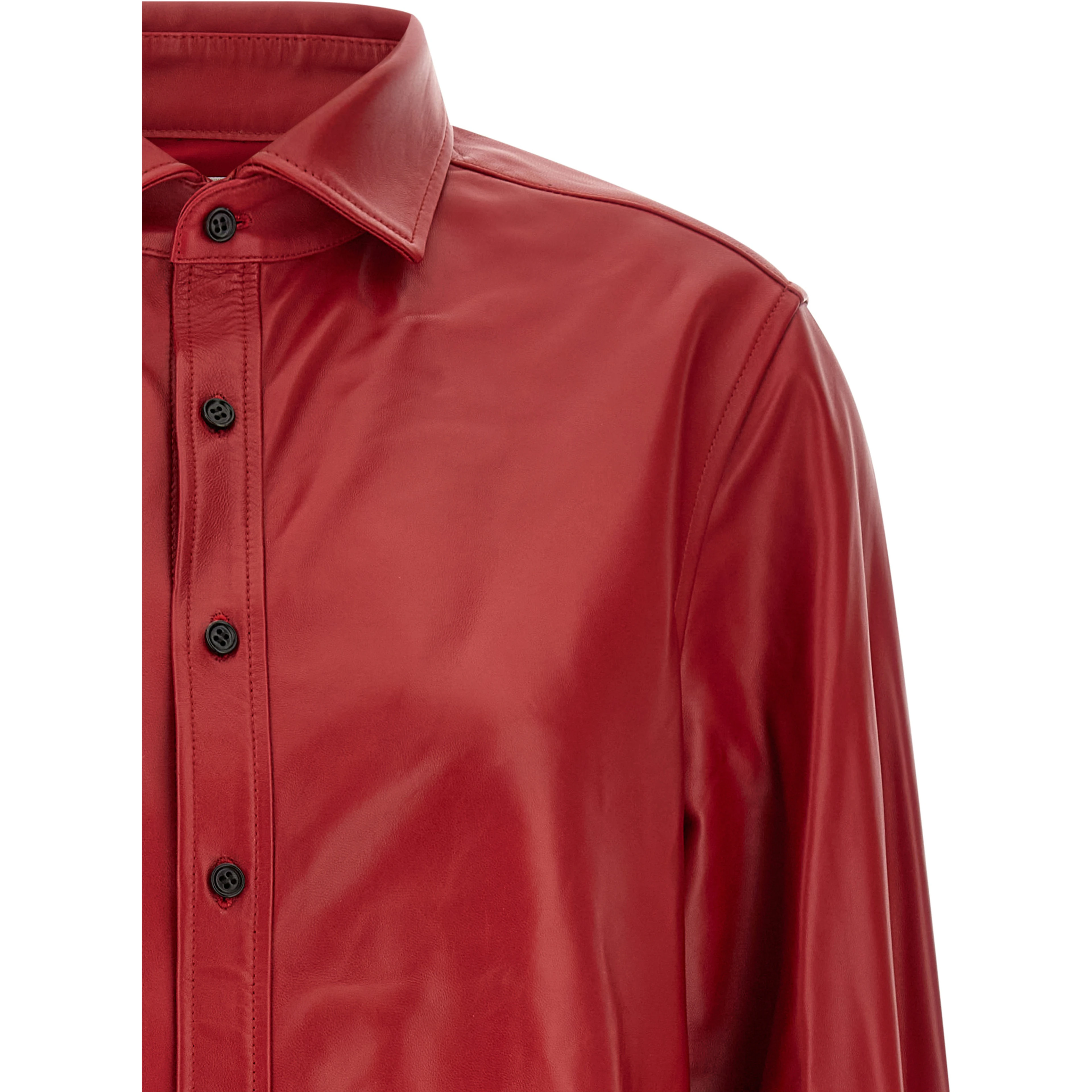 Red Lamb Leather Blouse
