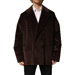 Brown Double Breasted Corduroy Blazer Jacket