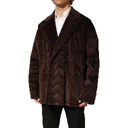 Brown Double Breasted Corduroy Blazer Jacket