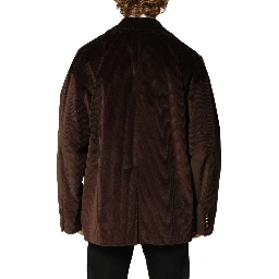 Brown Double Breasted Corduroy Blazer Jacket