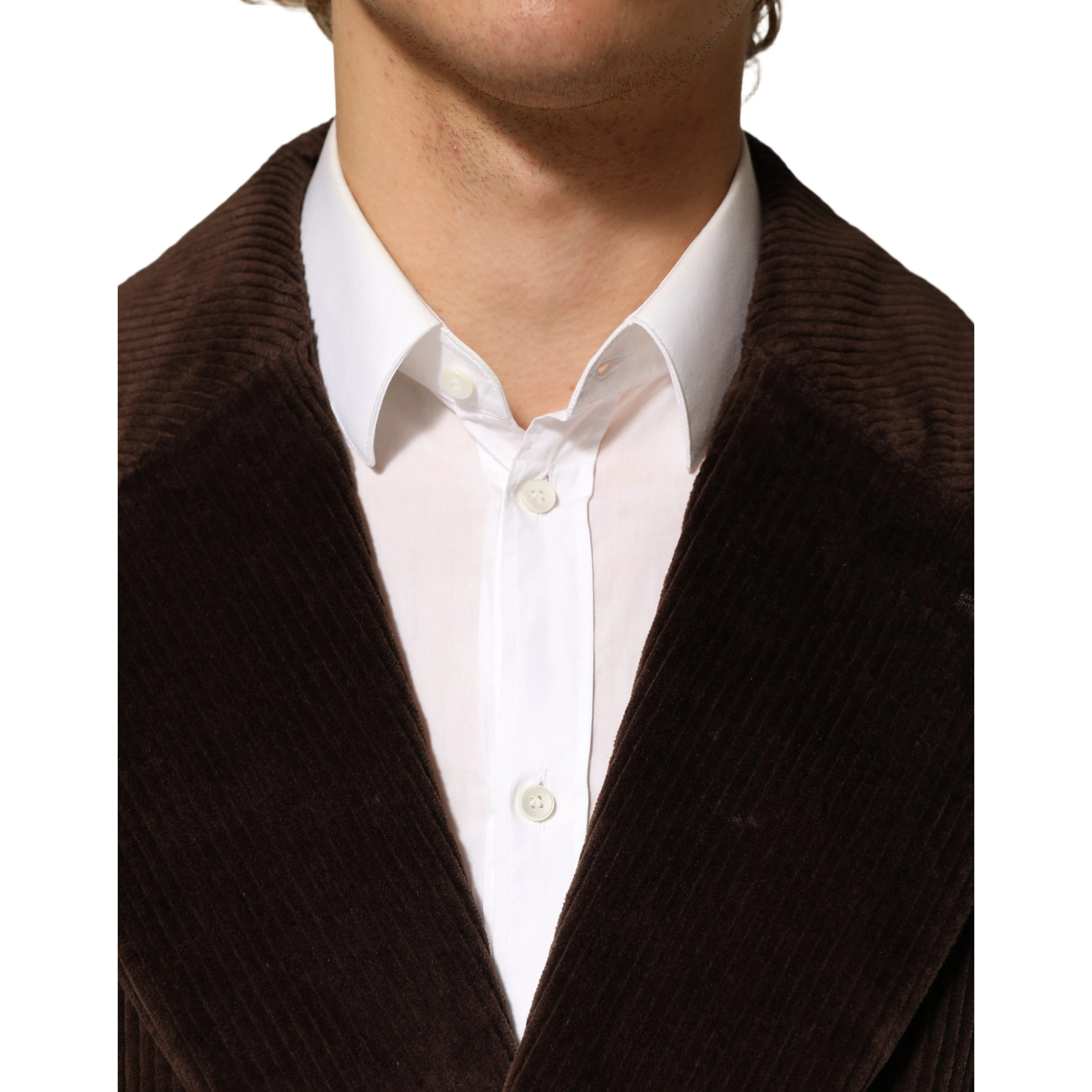 Brown Double Breasted Corduroy Blazer Jacket