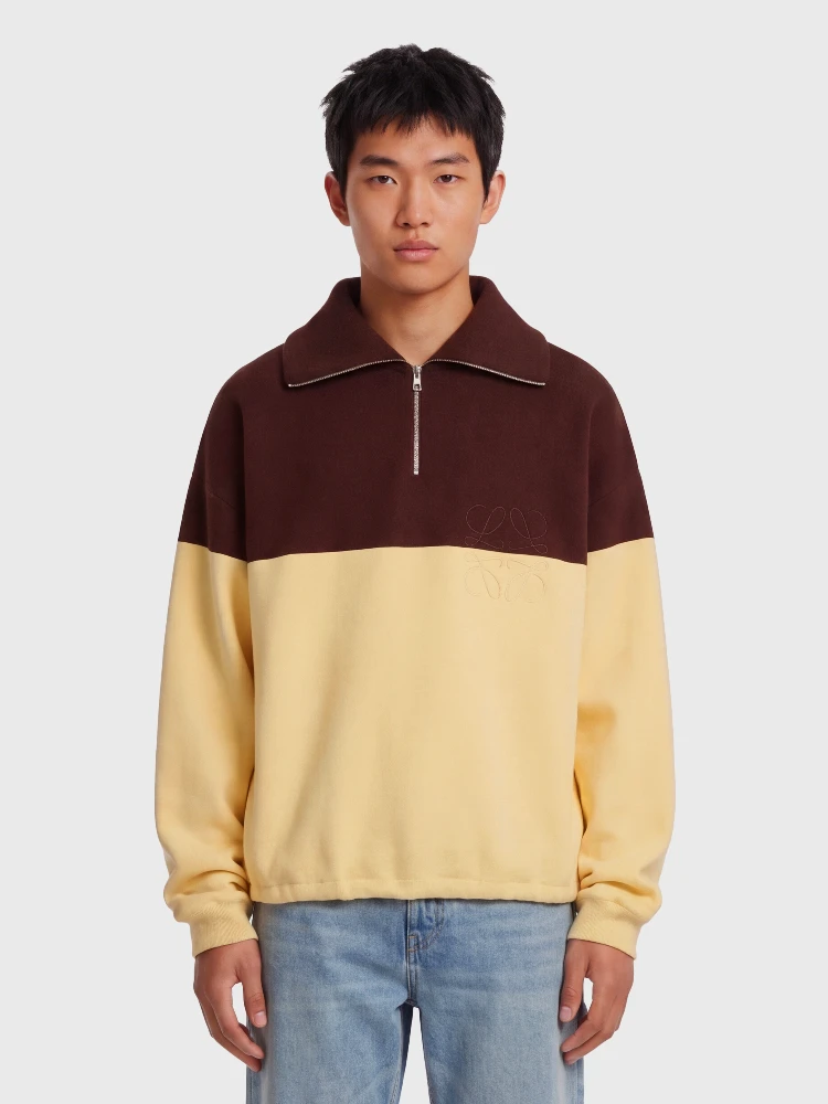 Brown and yellow cotton sweater