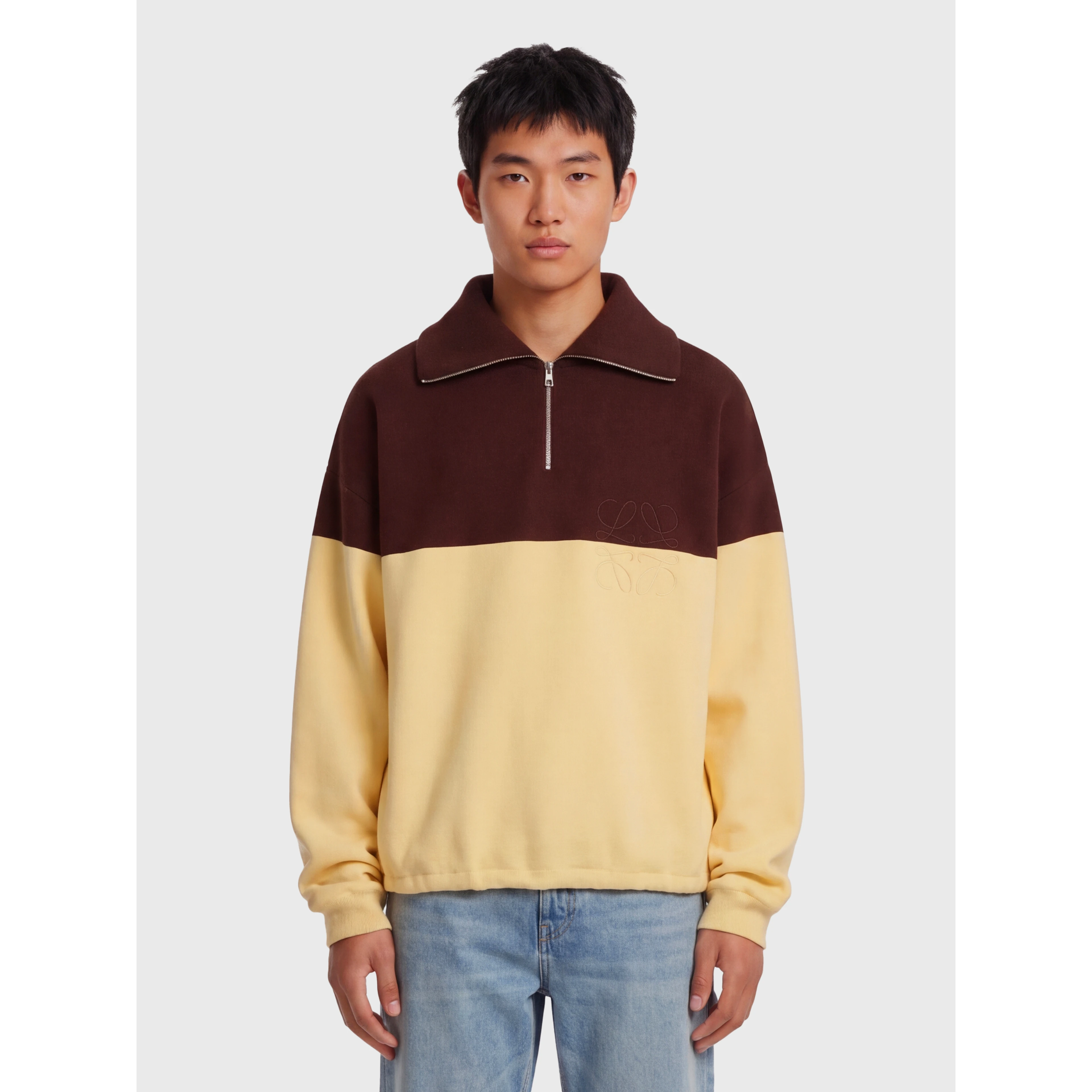 Brown and yellow cotton sweater
