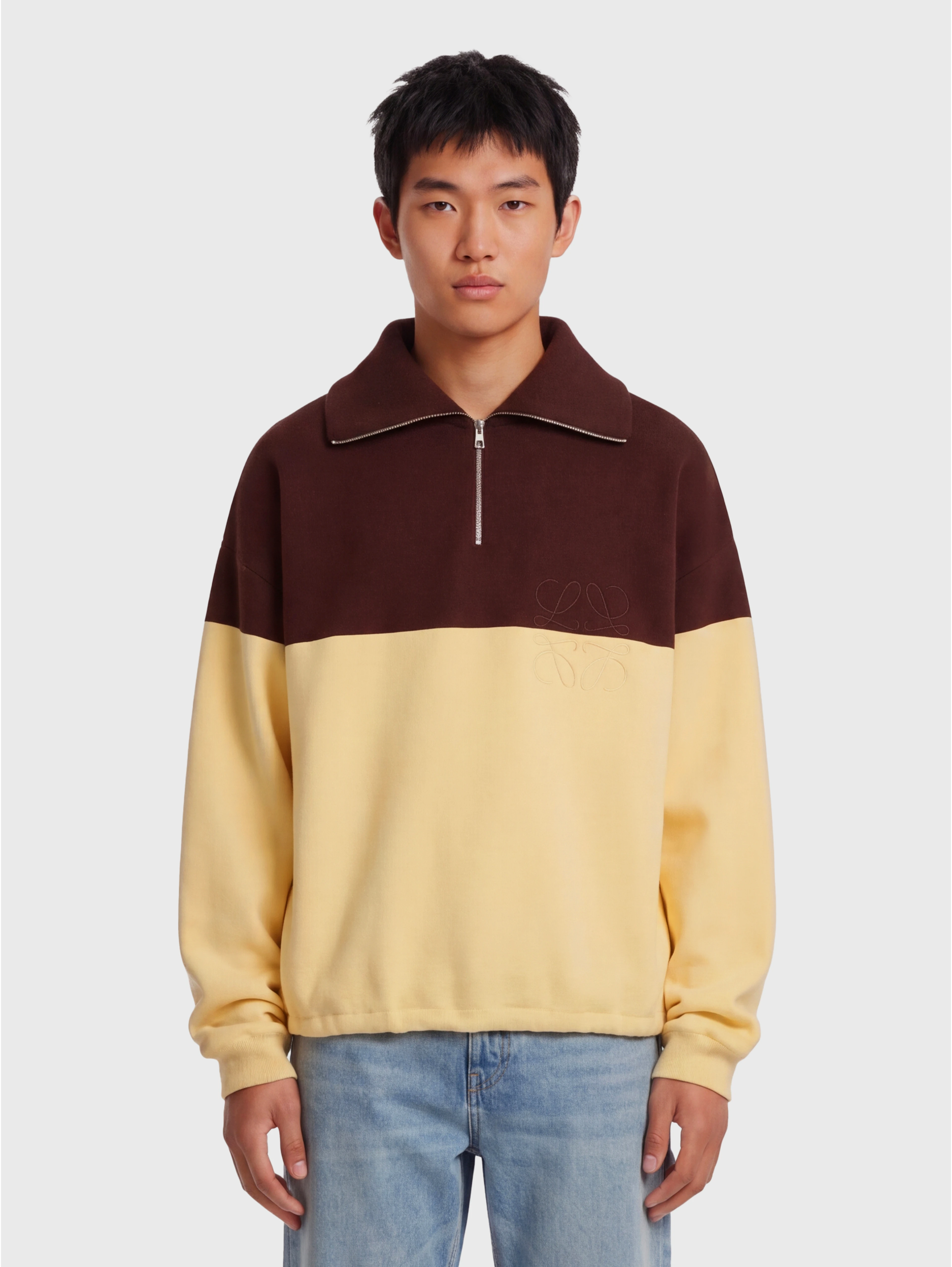 Brown and yellow cotton sweater