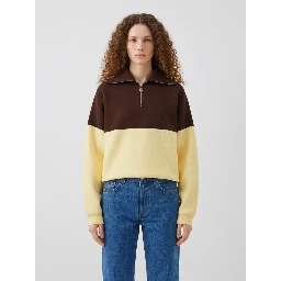 Brown and yellow cotton sweater