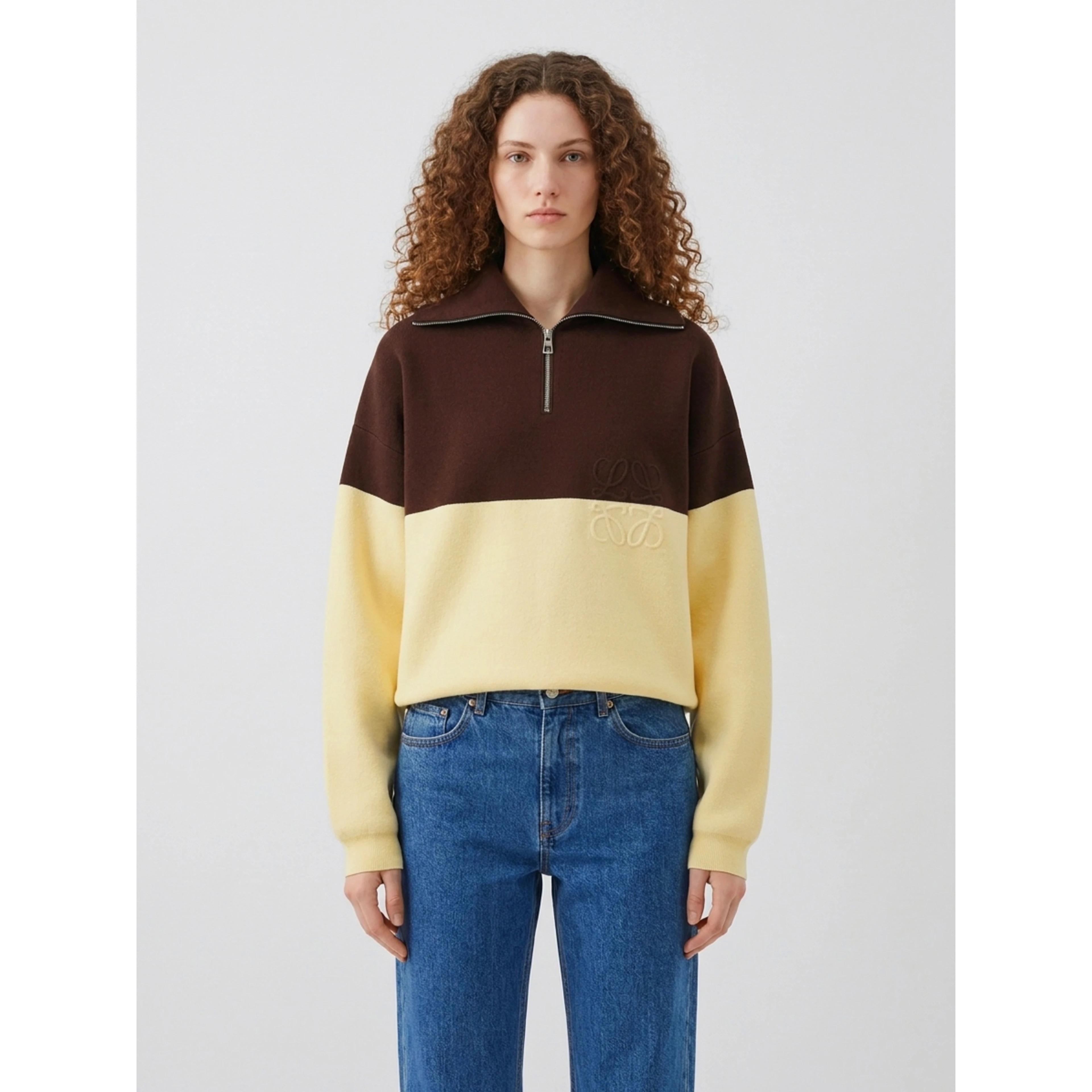 Brown and yellow cotton sweater
