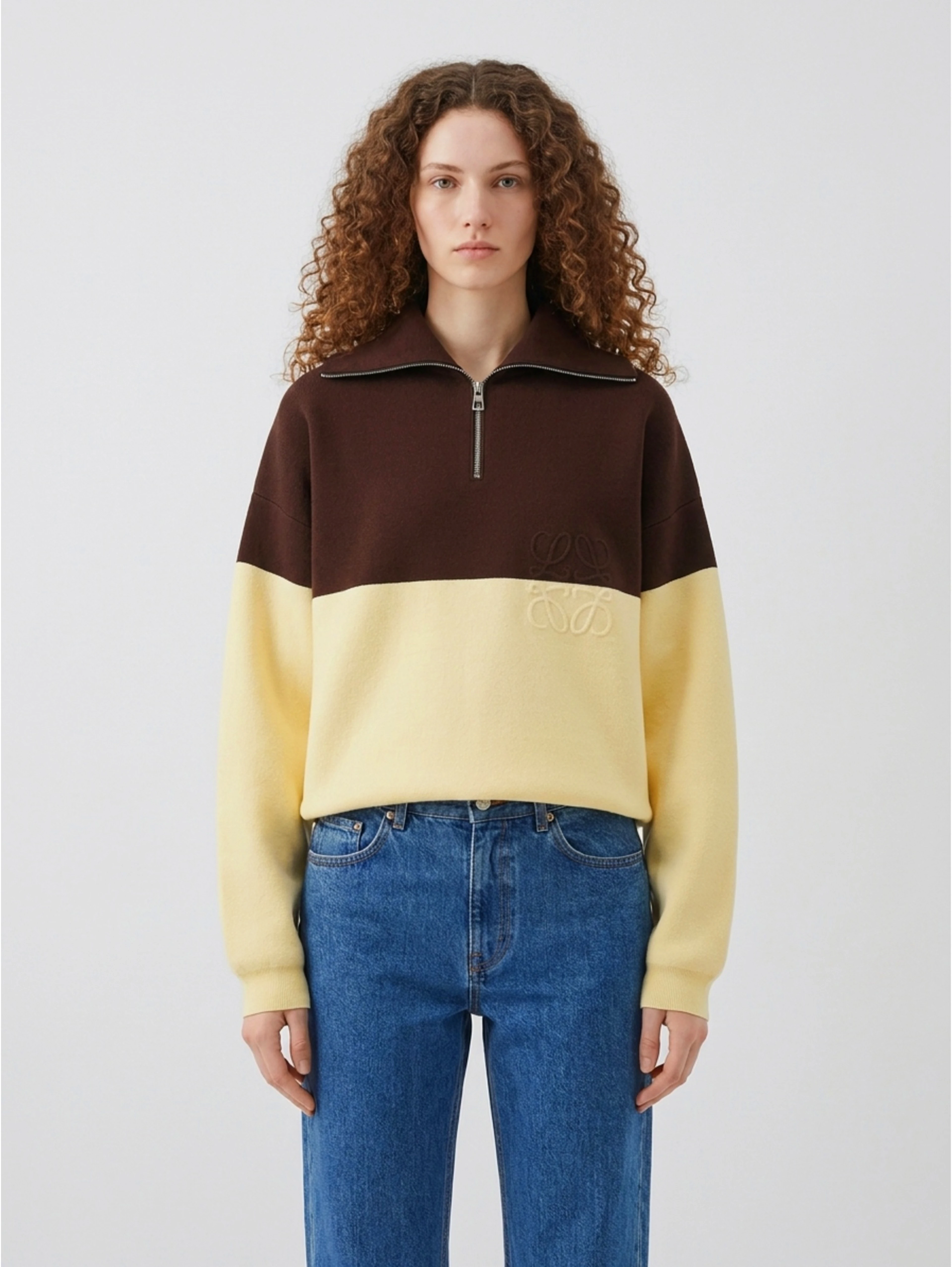 Brown and yellow cotton sweater