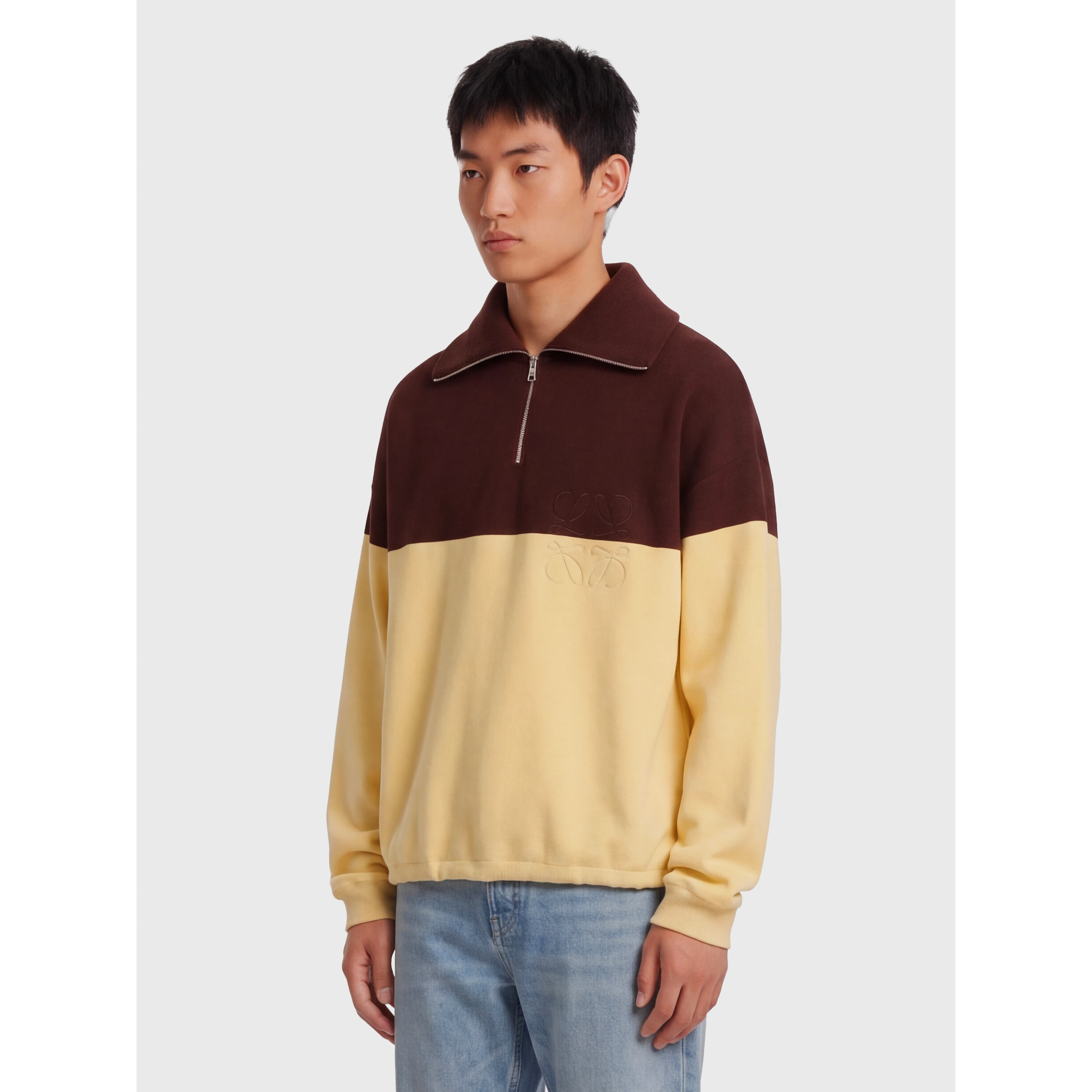 Brown and yellow cotton sweater
