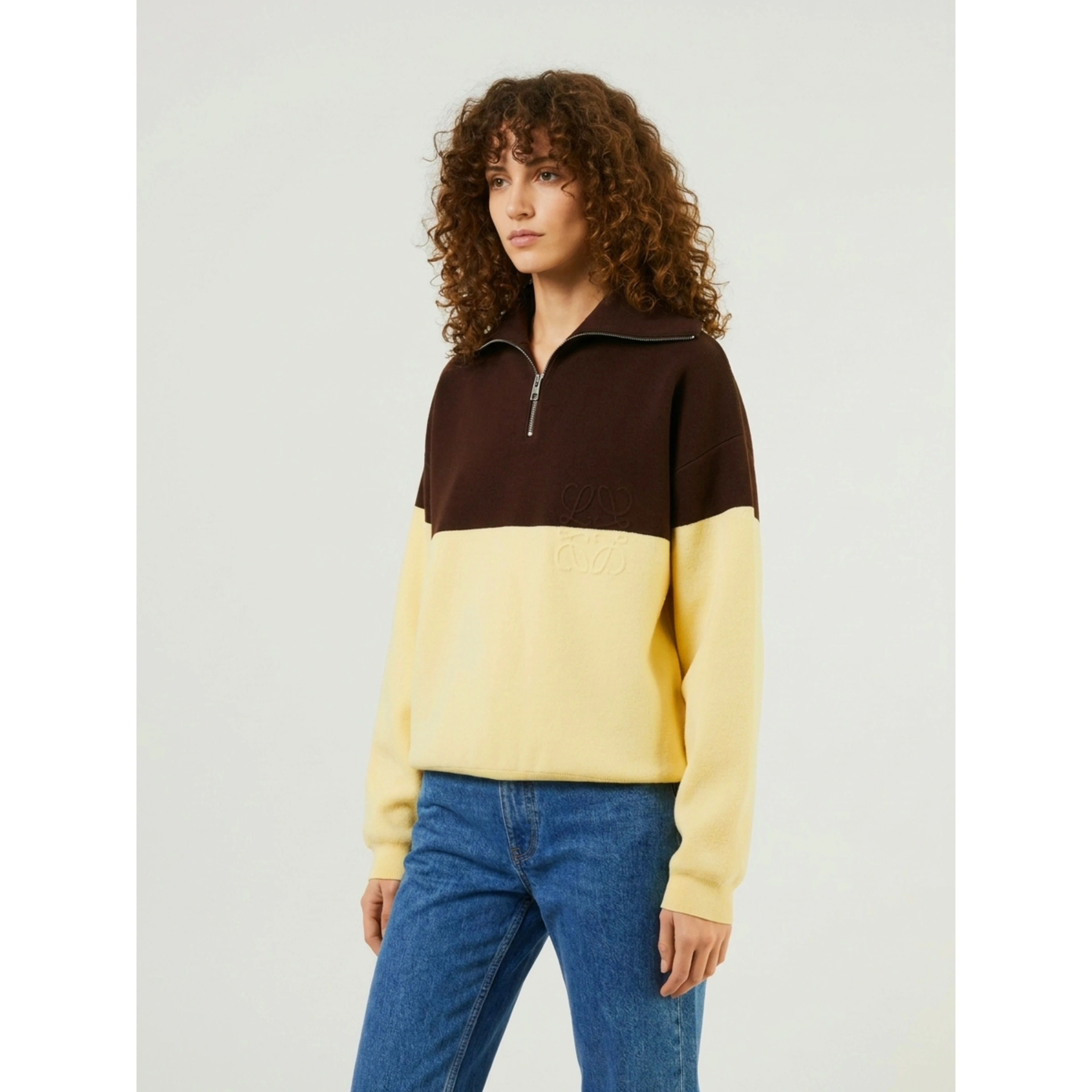 Brown and yellow cotton sweater