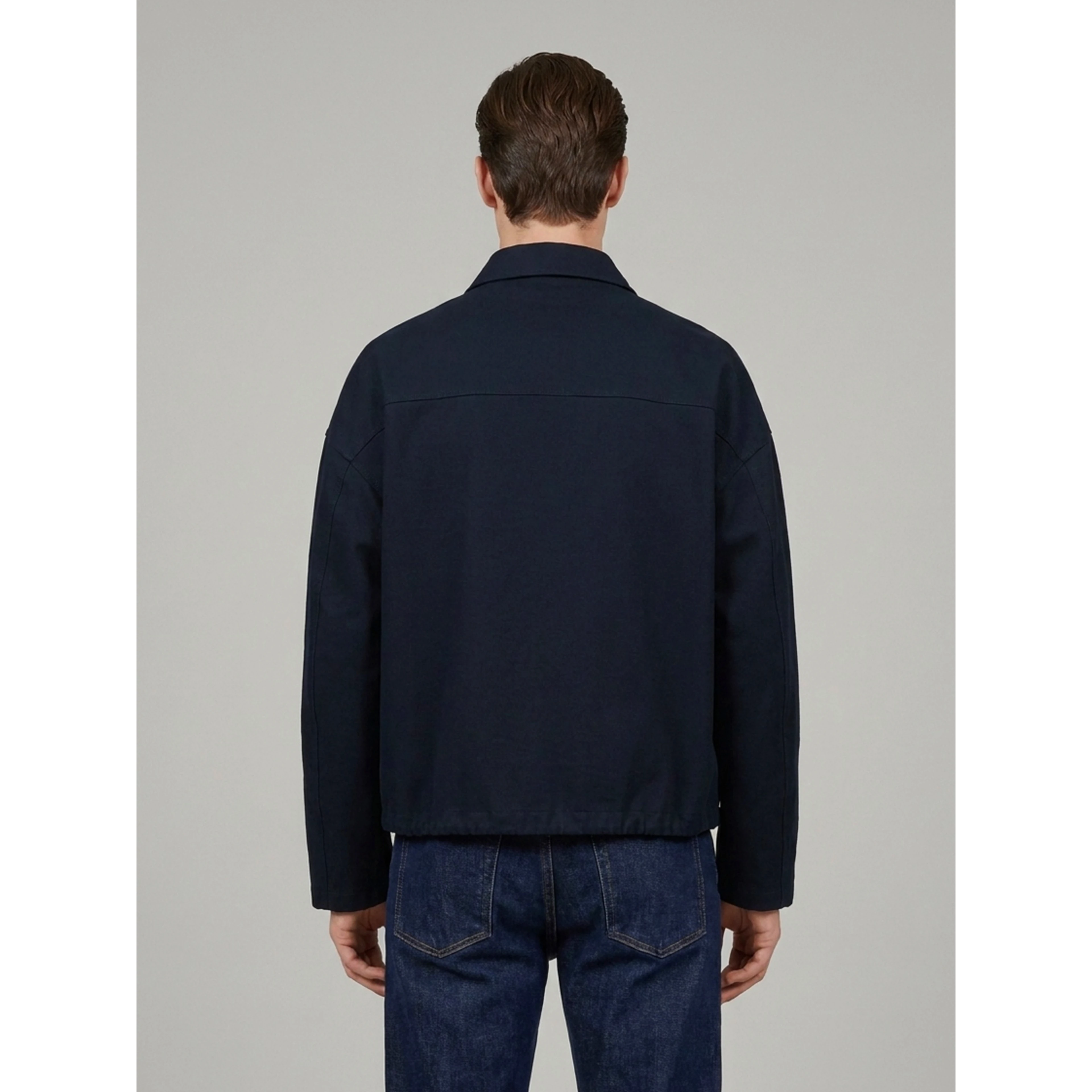 Dark navy blue cotton zip jacket