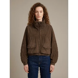 Dark brown suede goatskin jacket