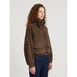 Dark brown suede goatskin jacket