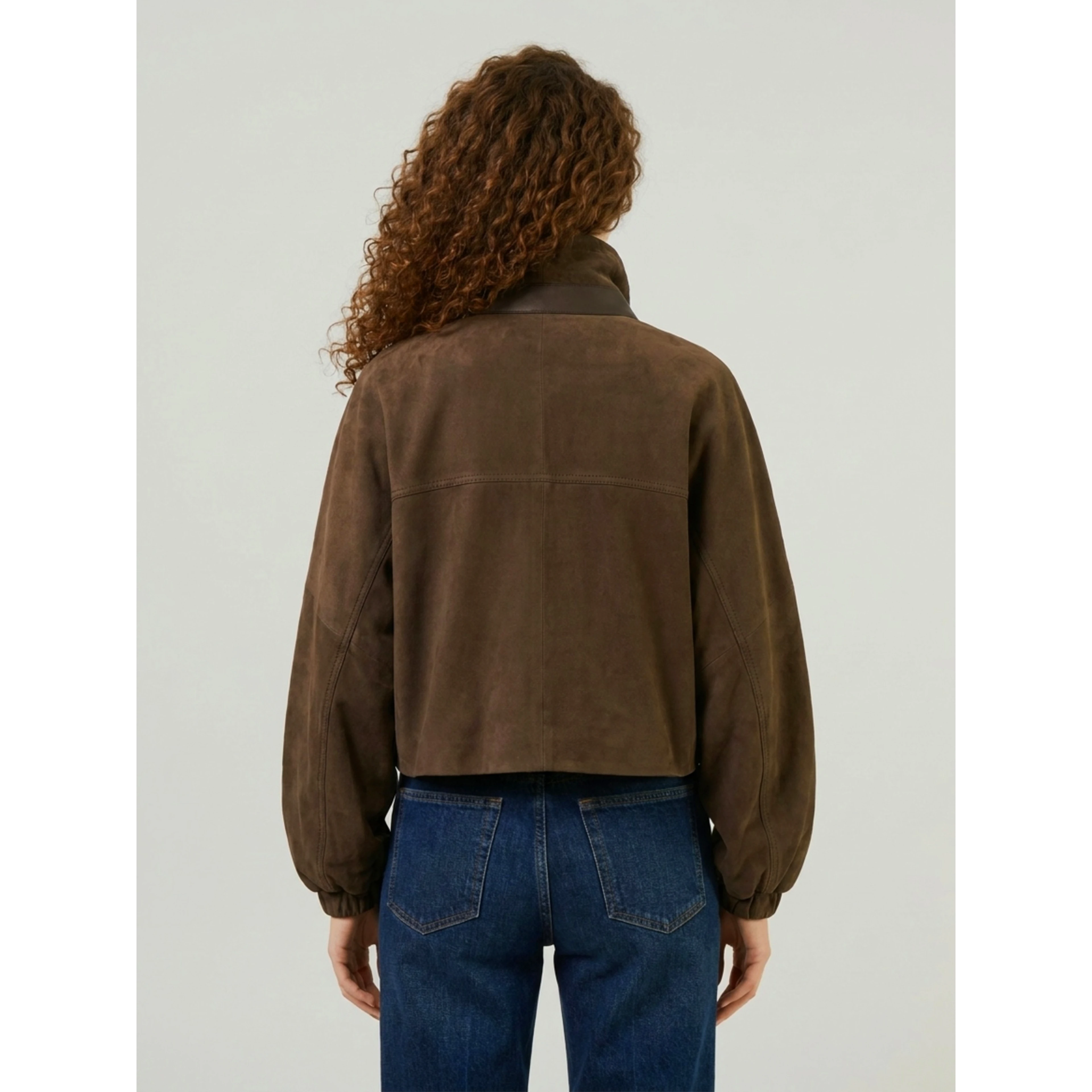 Dark brown suede goatskin jacket