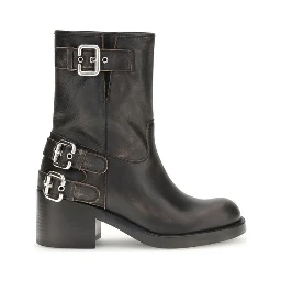 Black Calf Leather Bos Taurus Ankle Boots