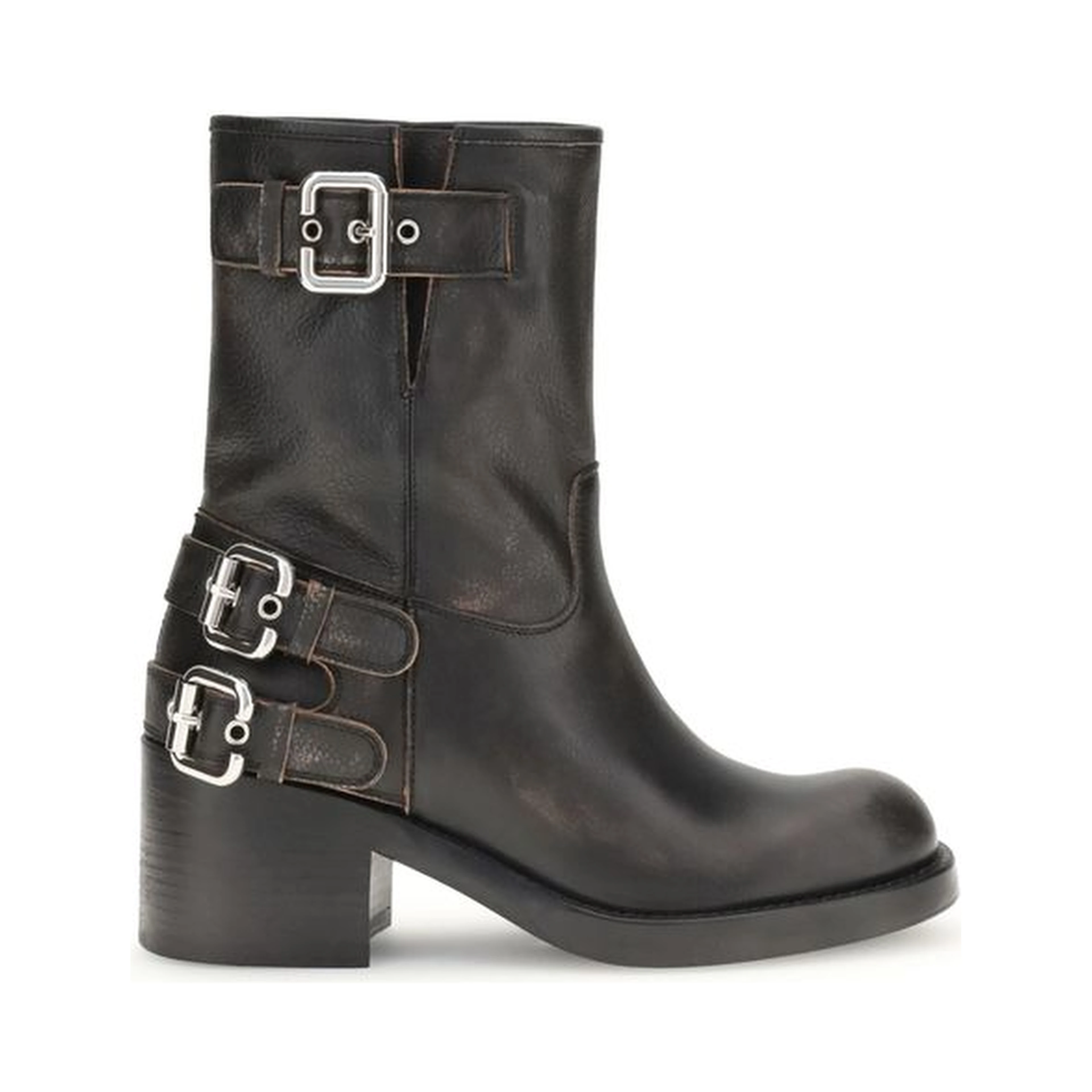 Black Calf Leather Bos Taurus Ankle Boots