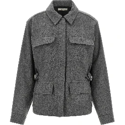 Gray Virgin Wool Full-Length Jacket