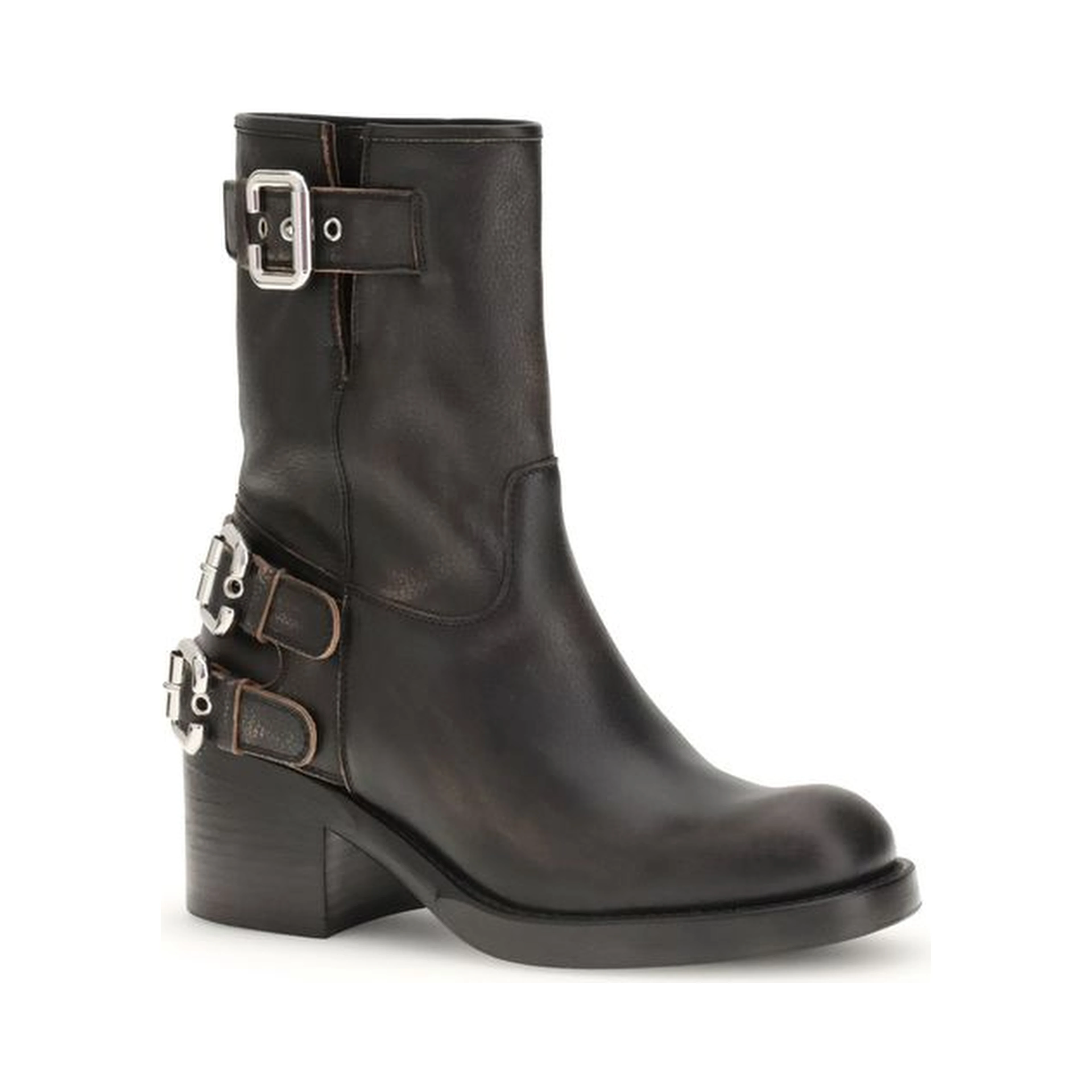 Black Calf Leather Bos Taurus Ankle Boots