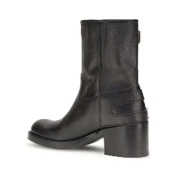 Black Calf Leather Bos Taurus Ankle Boots