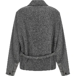 Gray Virgin Wool Full-Length Jacket