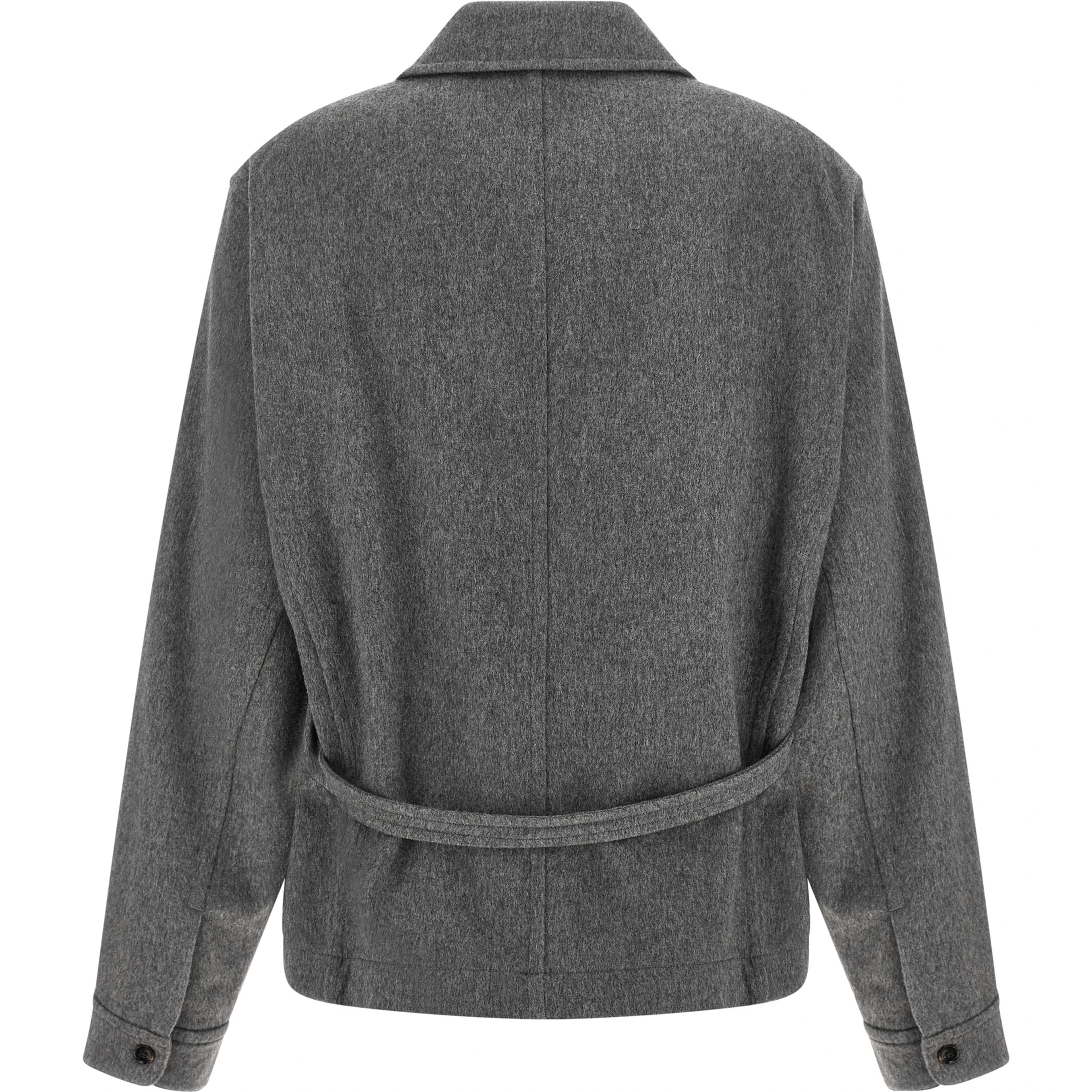 Gray Virgin Wool Full-Length Jacket