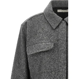 Gray Virgin Wool Full-Length Jacket