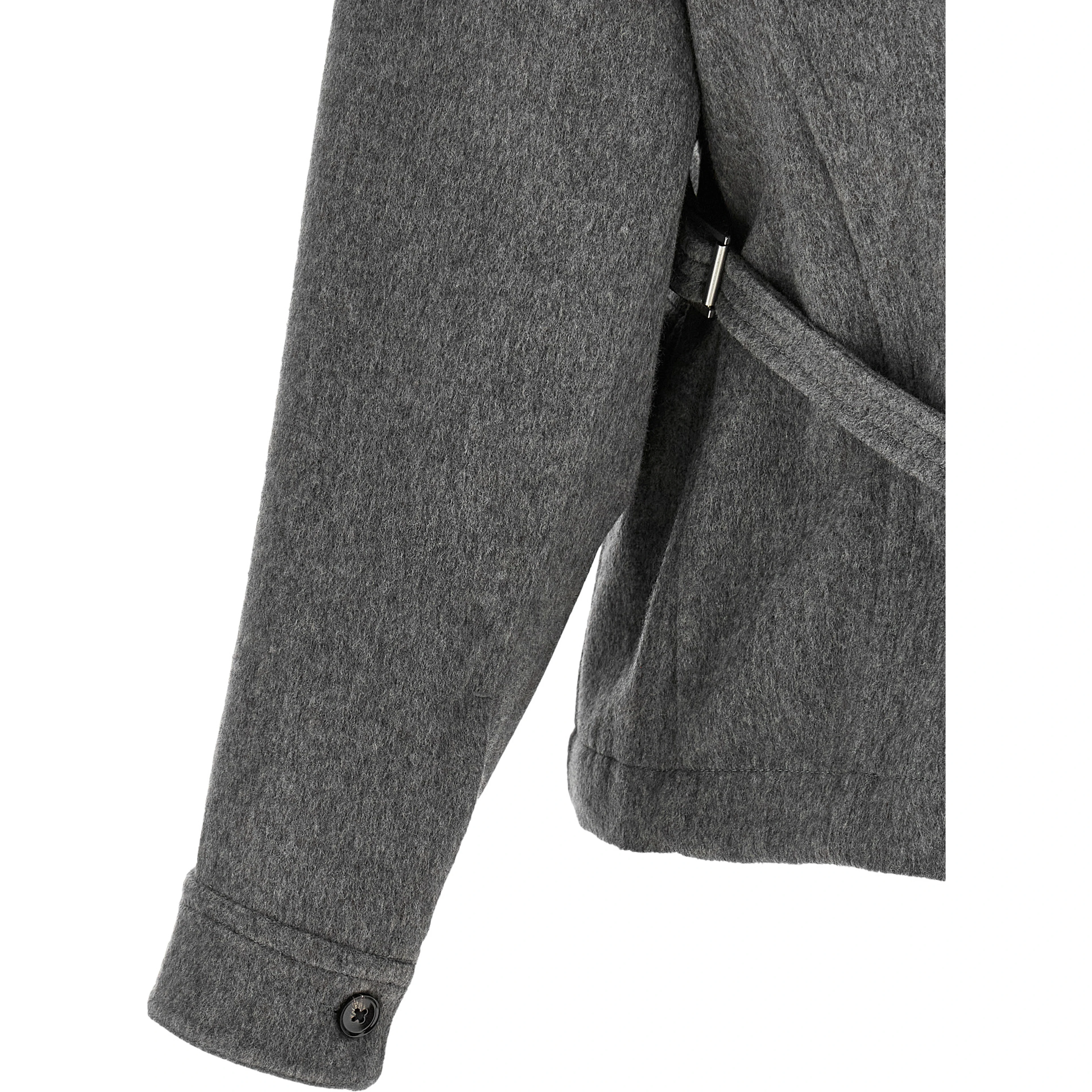 Gray Virgin Wool Full-Length Jacket
