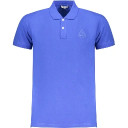 Blue Cotton Men Polo Shirt
