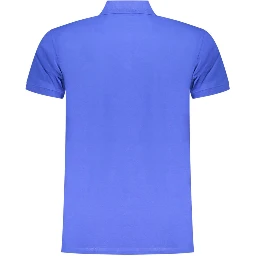 Blue Cotton Men Polo Shirt