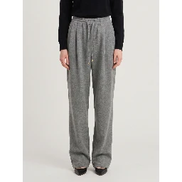 Finn pants with elastic waist and pleats in grey mélange