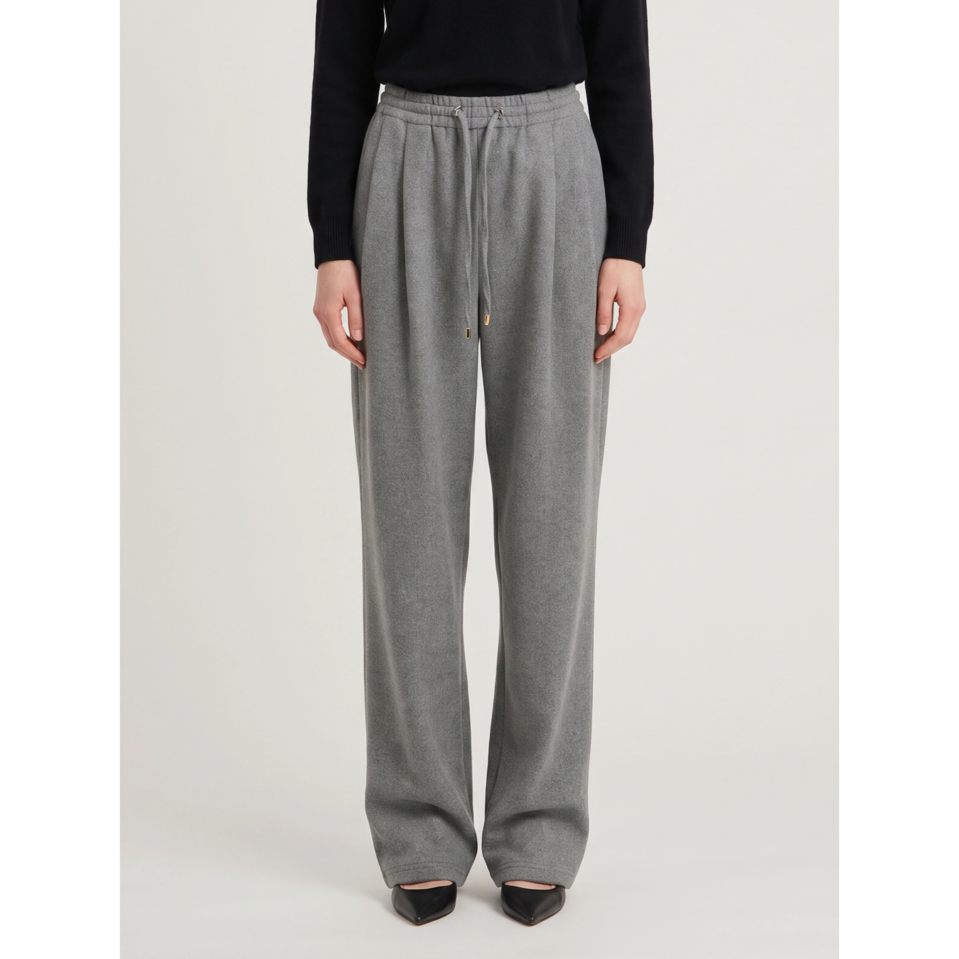Finn pants with elastic waist and pleats in grey mélange