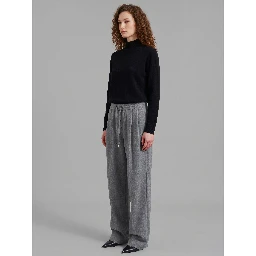 Finn pants with elastic waist and pleats in grey mélange