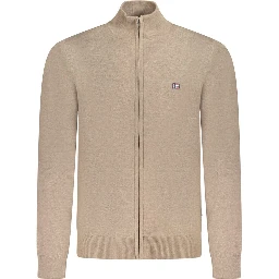 Brown Polyester Men's Cardigan