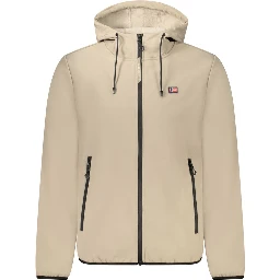 Beige Polyester Mens Jacket