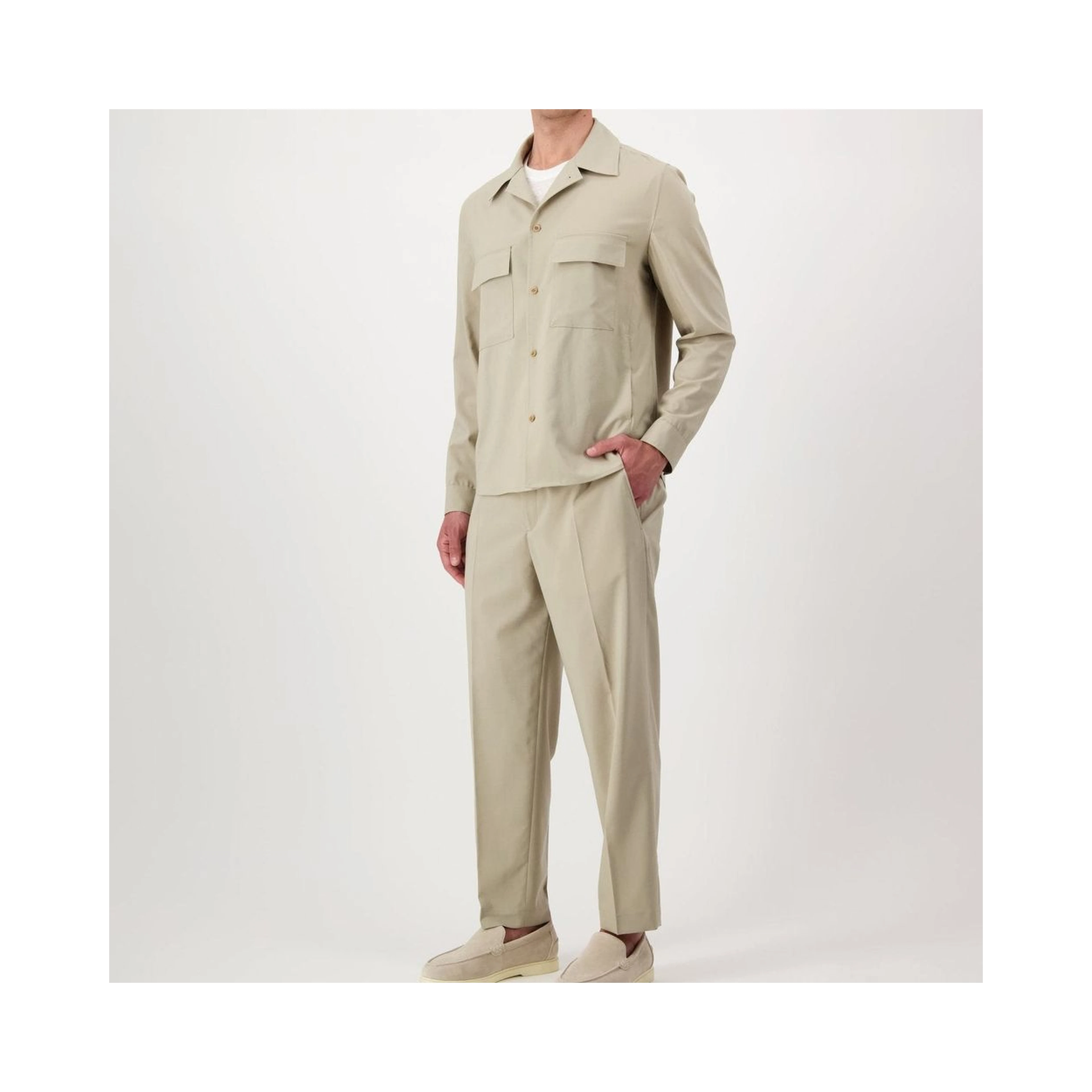 Beige Virgin Wool Shell Jacket