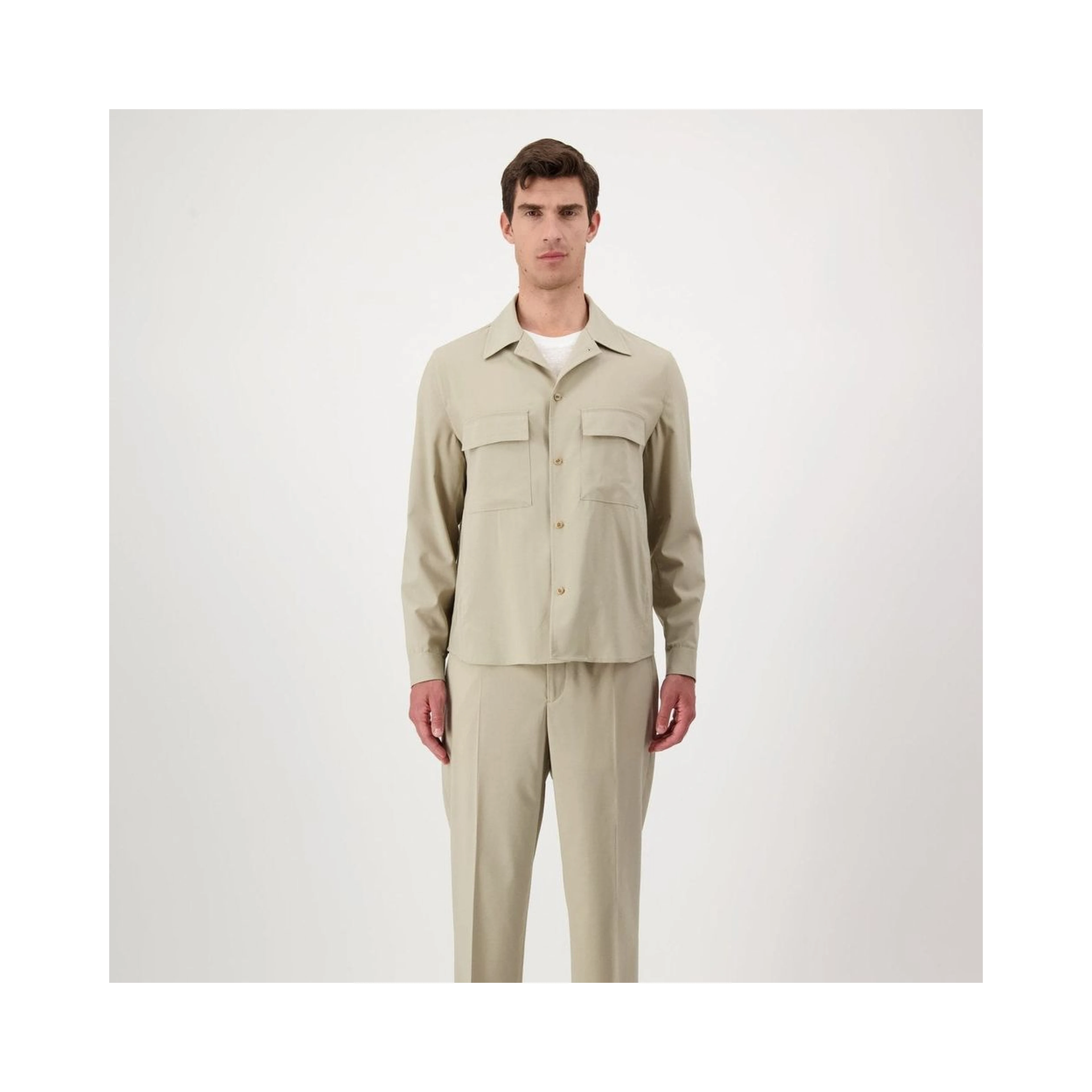 Beige Virgin Wool Shell Jacket