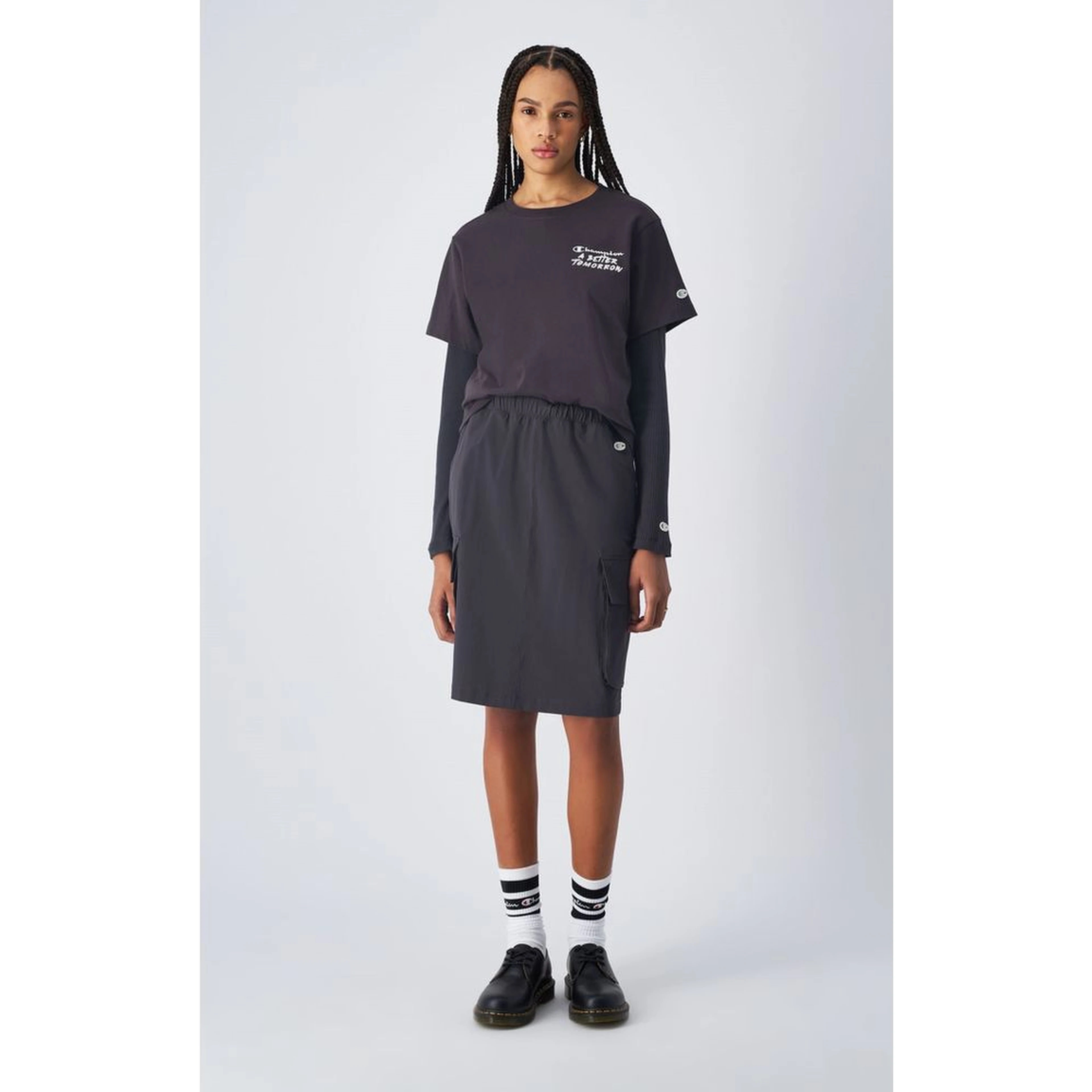 Black Polyamide Midi Skirt